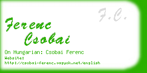 ferenc csobai business card